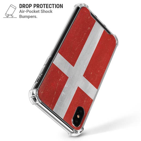 Denmark Flag Distressed iPhone X/XS Clear Case