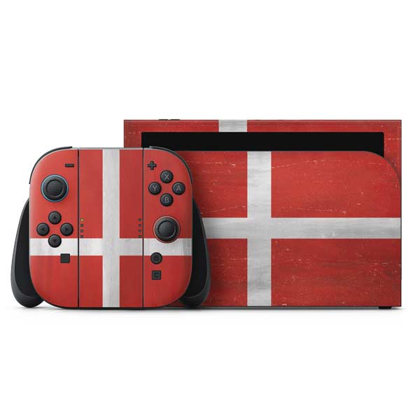 Denmark Flag Distressed Nintendo Skins
