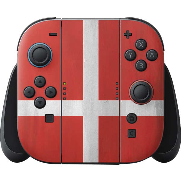 Denmark Flag Distressed Nintendo Skins