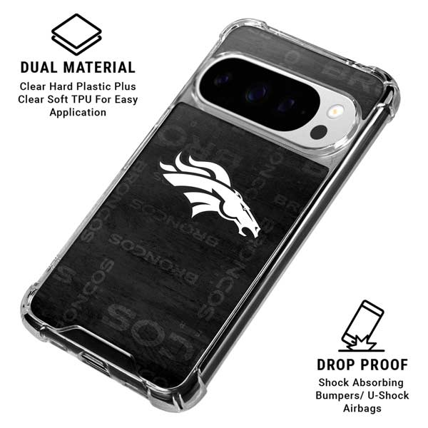 NFL Denver Broncos Black & White Google Pixel 10 Pro Clear Case