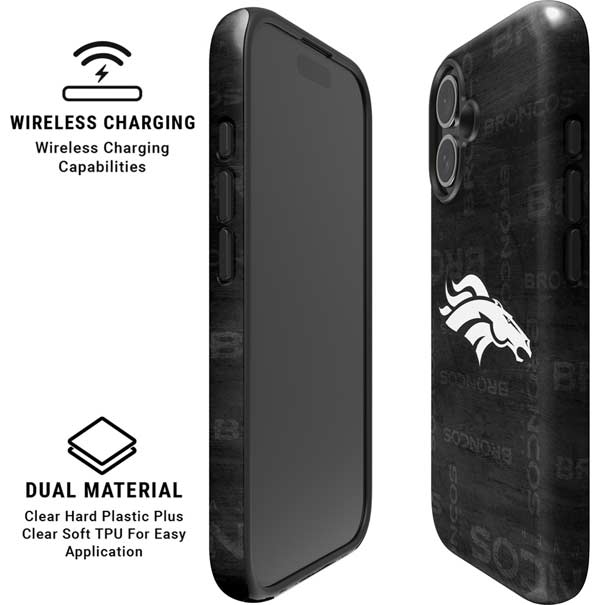 NFL Denver Broncos Black & White iPhone 16 Plus Magsafe Impact Case