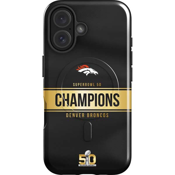 NFL Denver Broncos Super Bowl 50 Champions Black iPhone 16 Plus Magsafe Impact Case