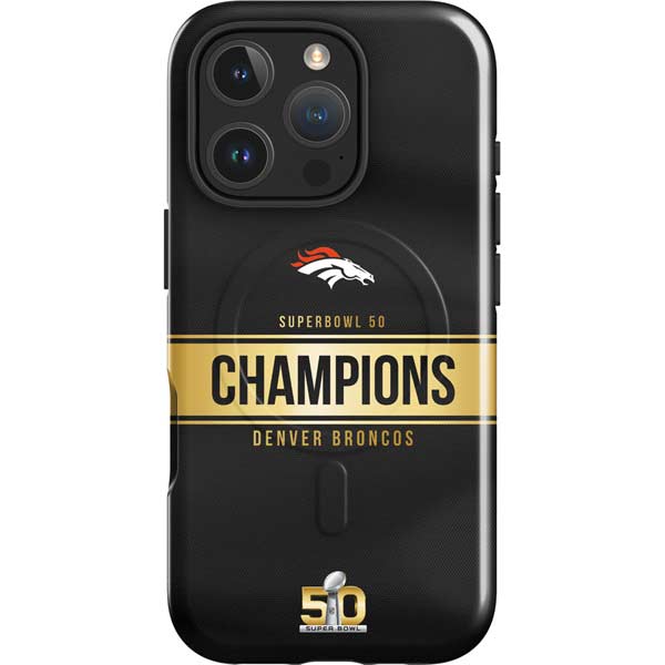 NFL Denver Broncos Super Bowl 50 Champions Black iPhone 16 Pro Magsafe Impact Case