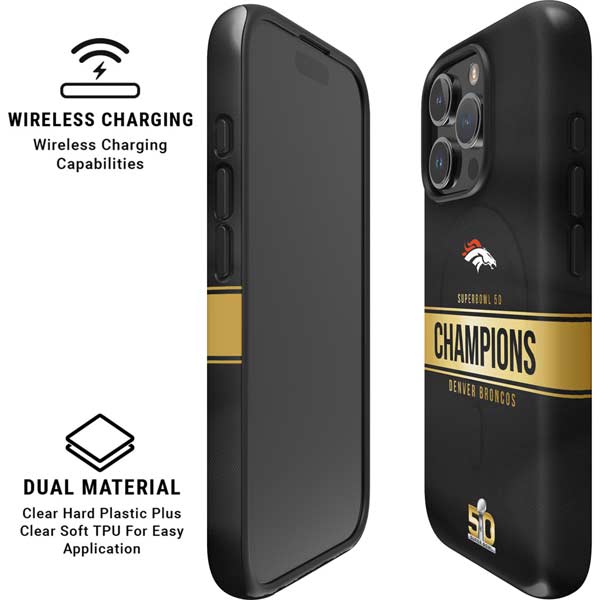 NFL Denver Broncos Super Bowl 50 Champions Black iPhone 16 Pro Magsafe Impact Case