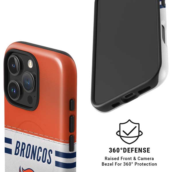 NFL Denver Broncos White Striped iPhone 16 Pro Magsafe Impact Case