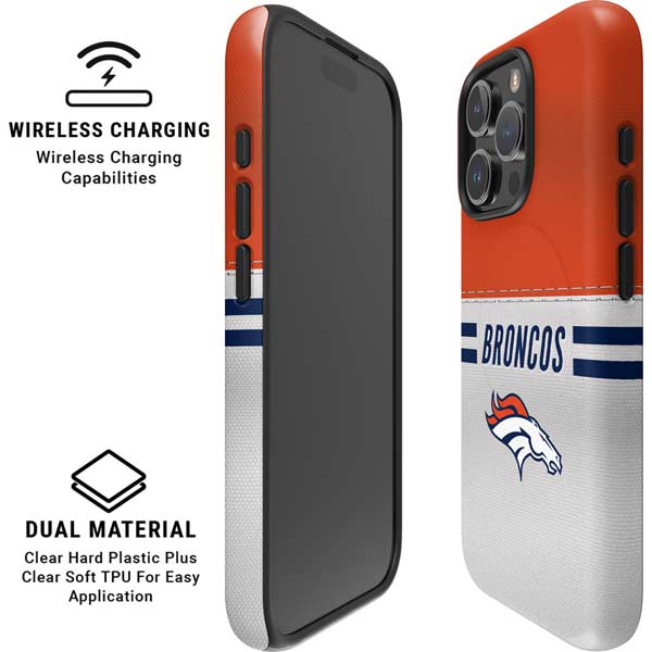 NFL Denver Broncos White Striped iPhone 16 Pro Magsafe Impact Case