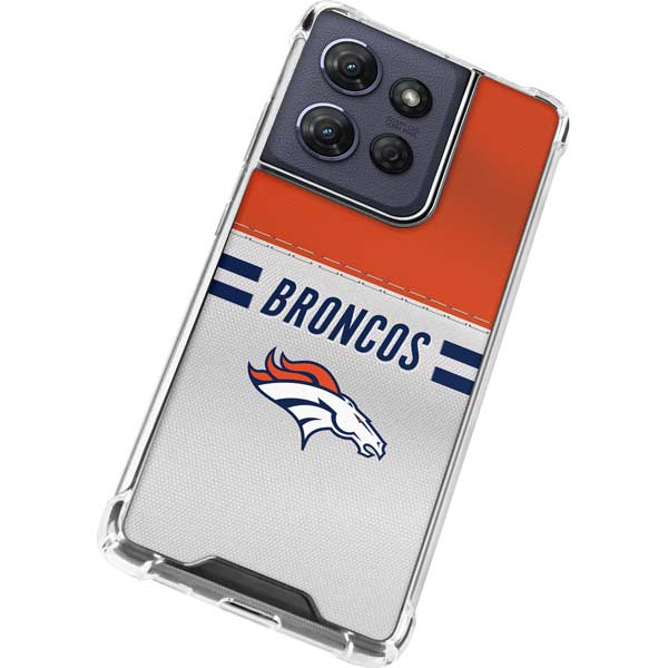 NFL Denver Broncos White Striped Moto G 5G (2025) Clear Case