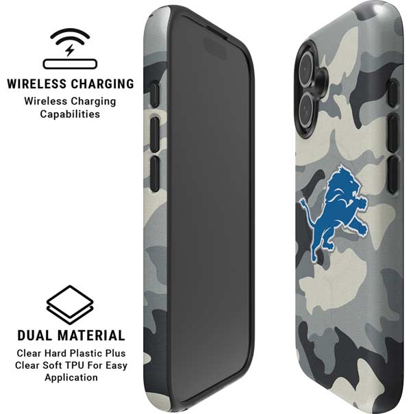 NFL Detriot Lions Camo iPhone 16 Magsafe Impact Case