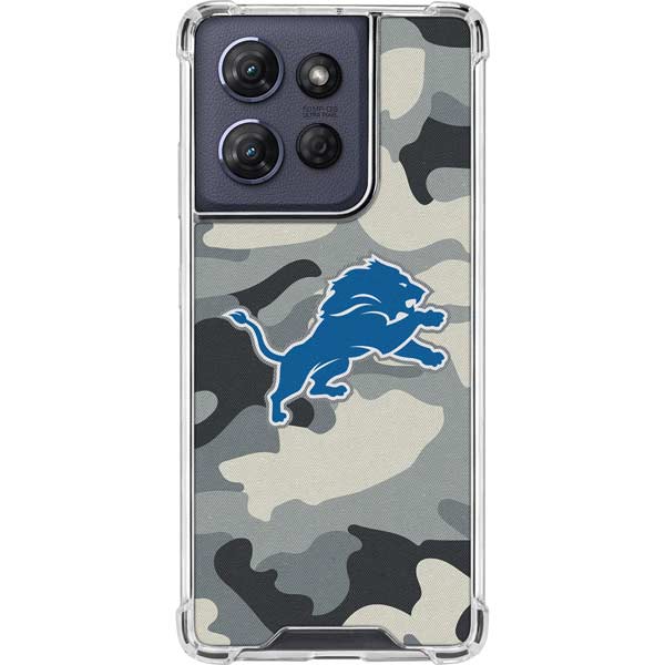 NFL Detriot Lions Camo Moto G 5G (2025) Clear Case