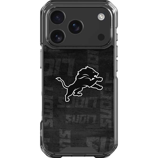 NFL Detroit Lions Black & White iPhone 17 Pro Clear Case