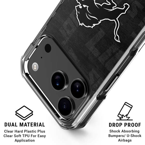 NFL Detroit Lions Black & White iPhone 17 Pro Clear Case