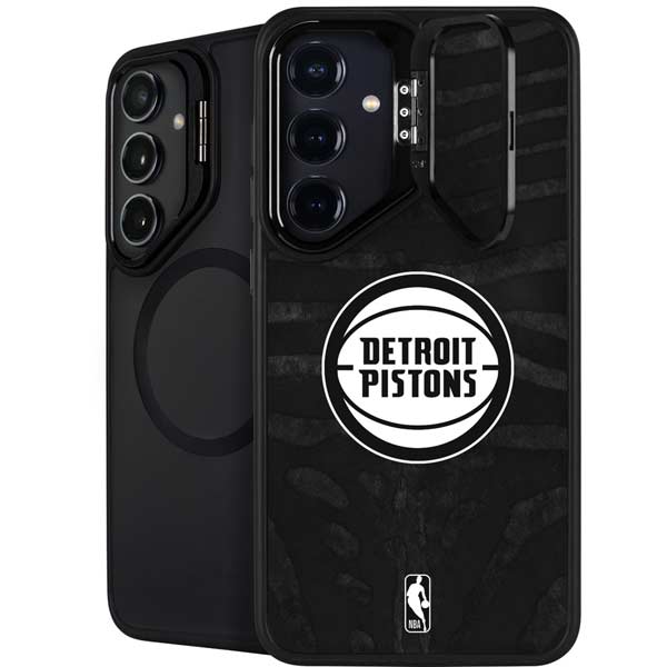 NBA Detroit Pistons Black Animal Print Galaxy S26 Plus Kickstand Case