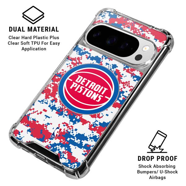 NBA Detroit Pistons Digi Camo Google Pixel 10 Pro Clear Case