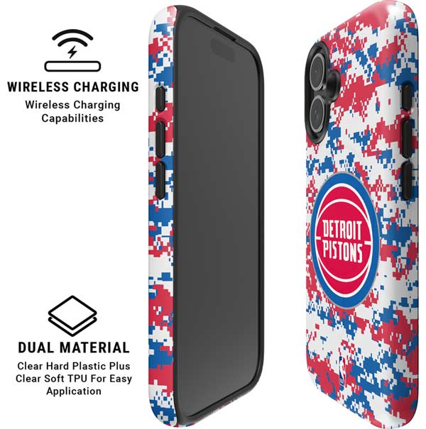 NBA Detroit Pistons Digi Camo iPhone 16 Magsafe Impact Case
