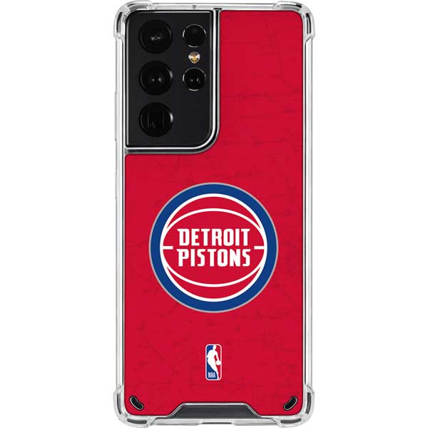 NBA Detroit Pistons Distressed Galaxy S21 Ultra 5G Clear Case