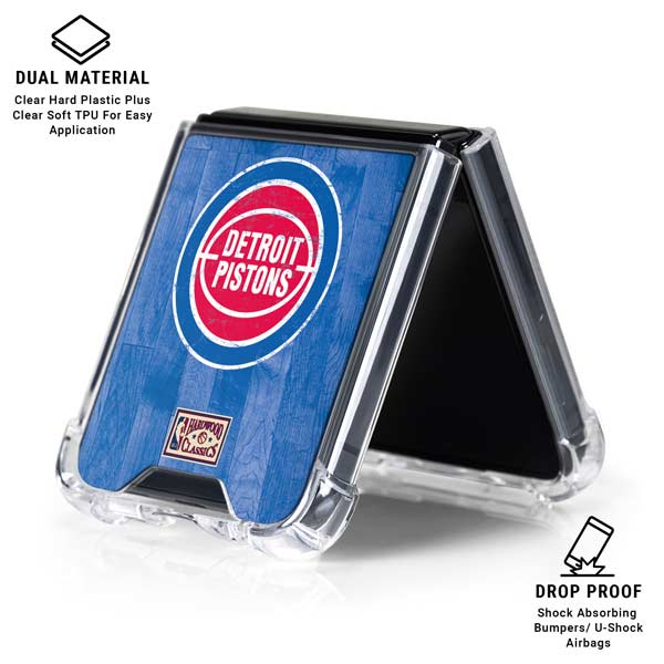NBA Detroit Pistons Hardwood Classics Galaxy Z Flip7 Clear Case
