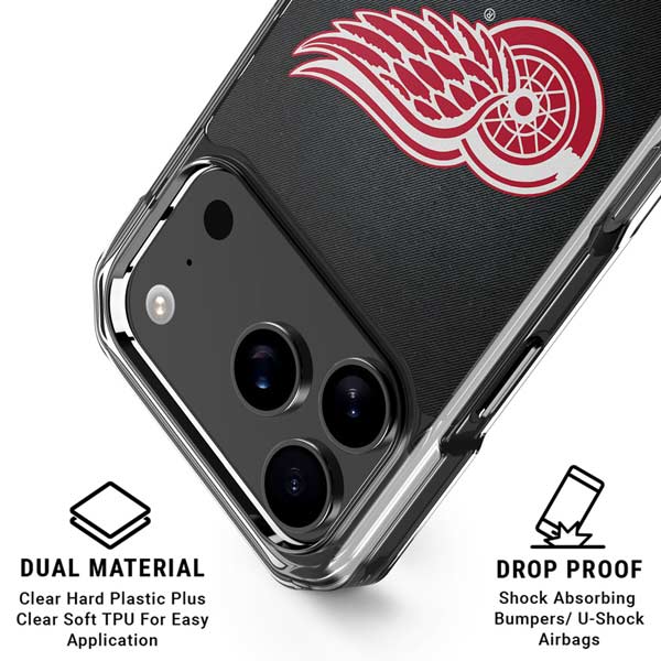 NHL Detroit Red Wings Black Background iPhone 17 Pro Clear Case