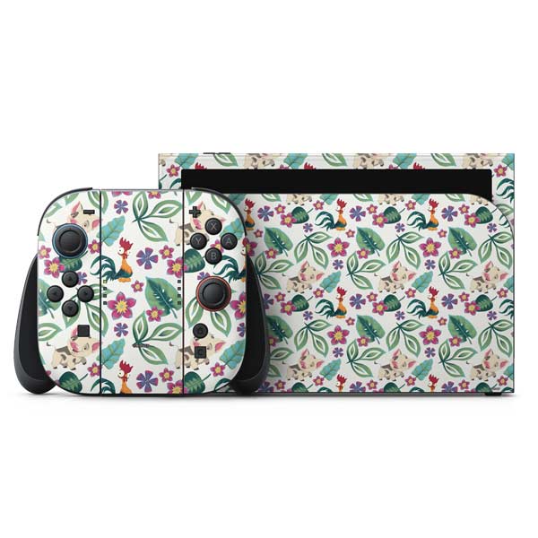 Disney Princess Moana Pua and Heihei Pattern Nintendo Skins
