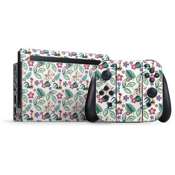 Disney Princess Moana Pua and Heihei Pattern Nintendo Skins