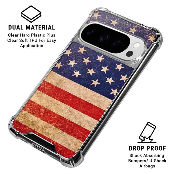 Distressed American Flag Google Pixel 10 Pro XL Clear Case