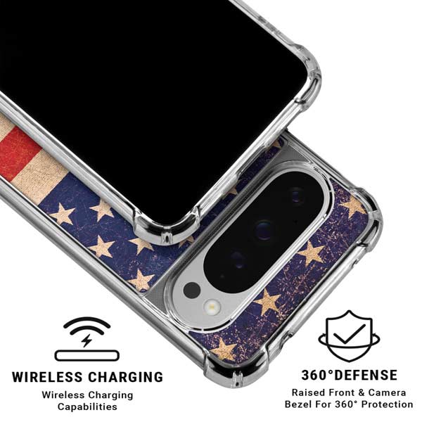 Distressed American Flag Google Pixel 10 Pro XL Clear Case