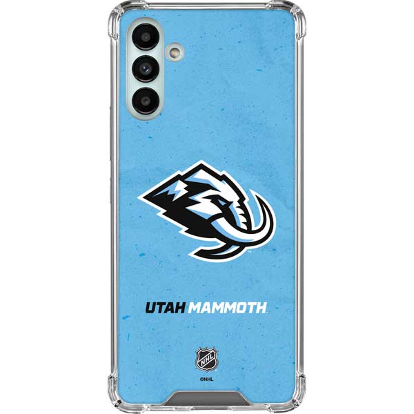 NHL Utah Mammoth Distressed Blue Galaxy A13 5G Clear Case