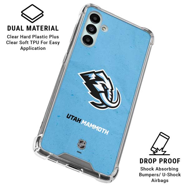 NHL Utah Mammoth Distressed Blue Galaxy A13 5G Clear Case