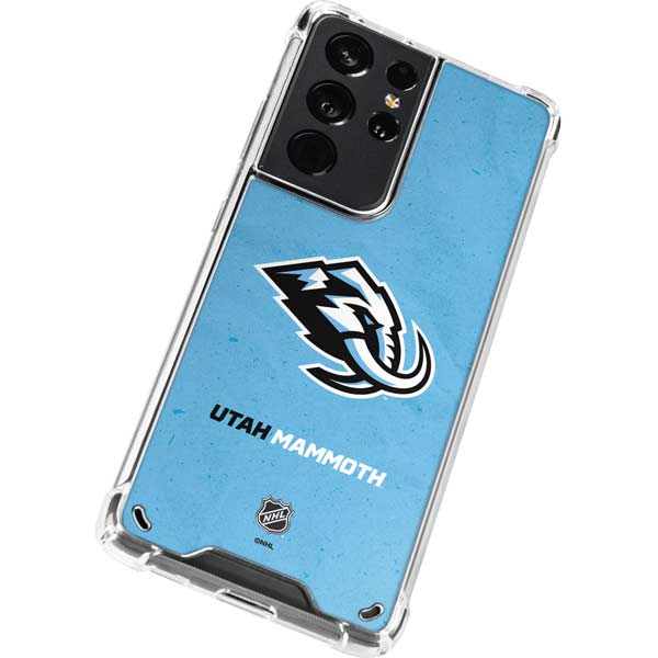 NHL Utah Mammoth Distressed Blue Galaxy S21 Ultra 5G Clear Case