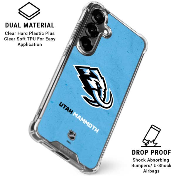 NHL Utah Mammoth Distressed Blue Galaxy S26 Clear Case