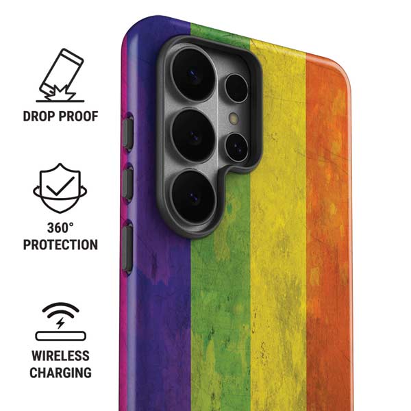 Distressed Rainbow Flag Galaxy S26 Ultra Impact Case