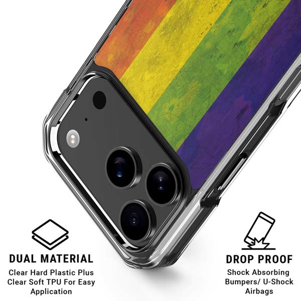 Distressed Rainbow Flag iPhone 17 Pro MagSafe Case