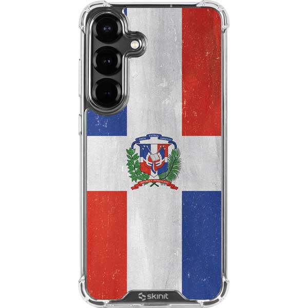 Dominican Republic Flag Distressed Galaxy S26 Clear Case