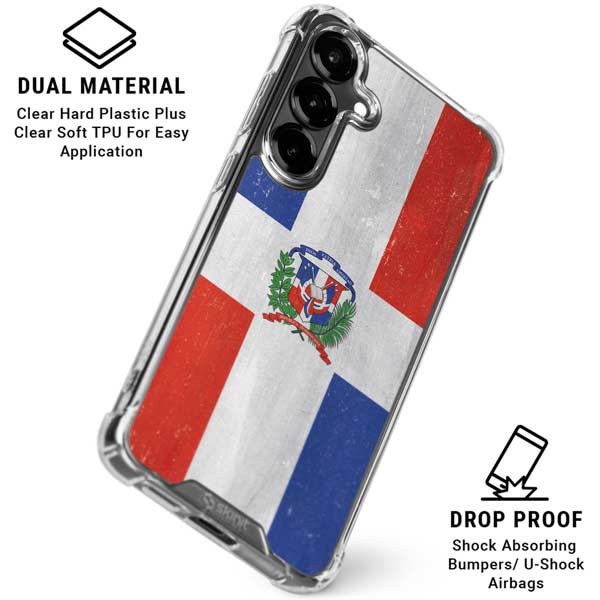Dominican Republic Flag Distressed Galaxy S26 Clear Case