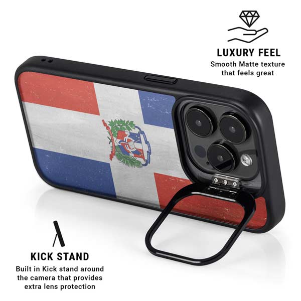 Dominican Republic Flag Distressed iPhone 14 Pro Kickstand Case