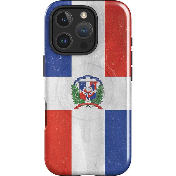 Dominican Republic Flag Distressed iPhone 16 Pro Max Magsafe Impact Case