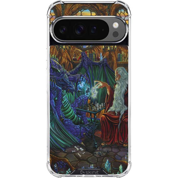 Dragon and Wizard Playing Chess by Ed Beard Jr Google Pixel 10 Pro Clear Case