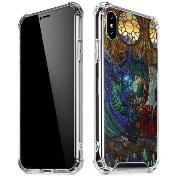 Dragon and Wizard Playing Chess by Ed Beard Jr iPhone X/XS Clear Case