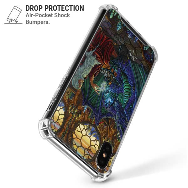 Dragon and Wizard Playing Chess by Ed Beard Jr iPhone X/XS Clear Case