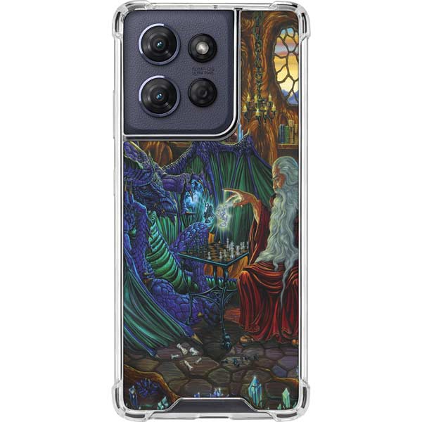Dragon and Wizard Playing Chess by Ed Beard Jr Moto G Play 5G (2025) Clear Case