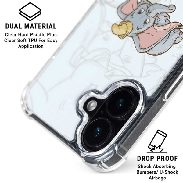 Disney Dumbo Classic sketched portrait iPhone 17 Clear Case