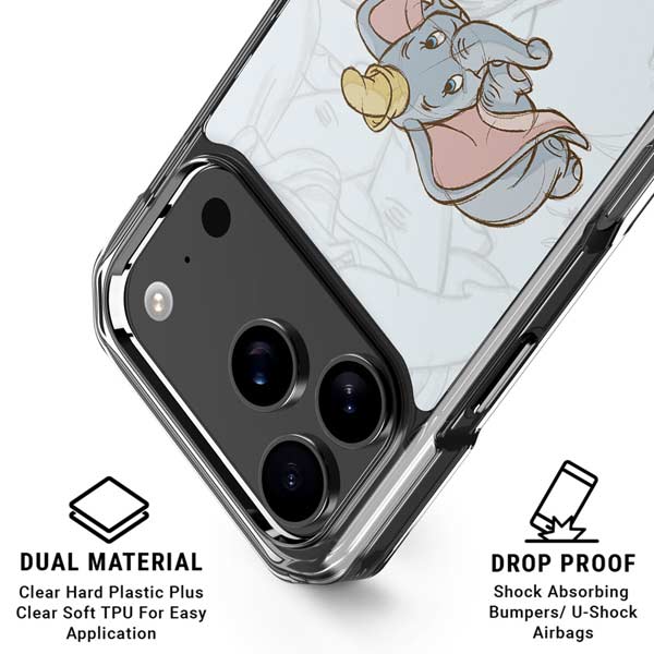 Disney Dumbo Classic sketched portrait iPhone 17 Pro Clear Case