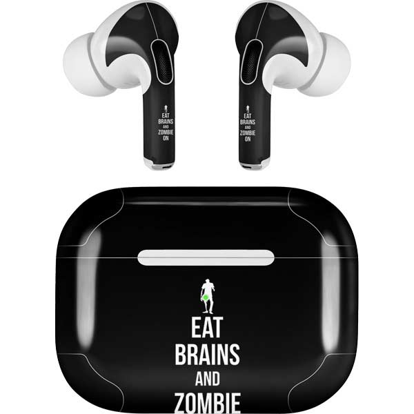 Eat Brains and Zombie On Black AirPods Skins