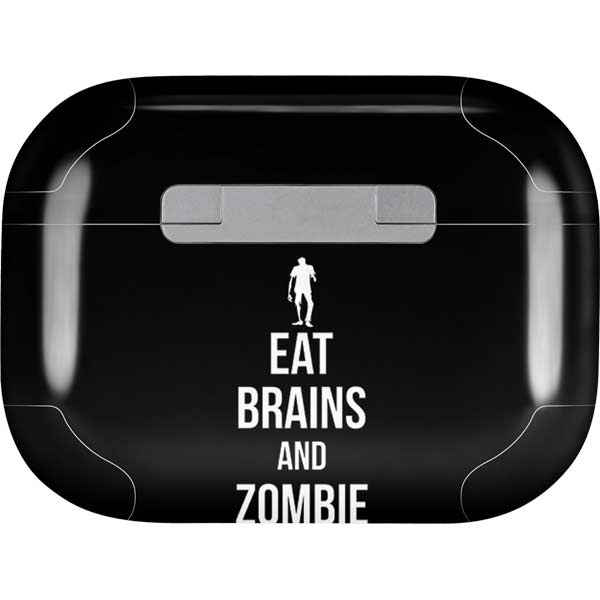 Eat Brains and Zombie On Black AirPods Skins
