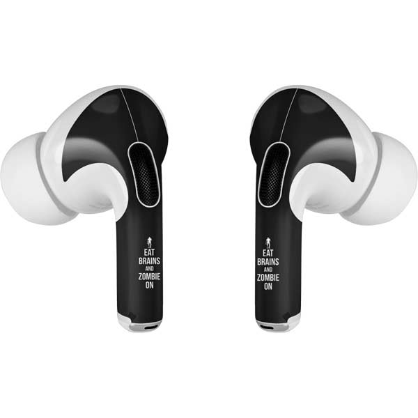 Eat Brains and Zombie On Black AirPods Skins