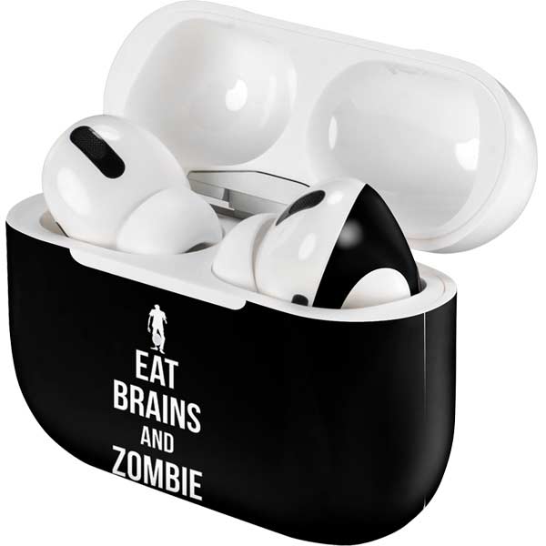 Eat Brains and Zombie On Black AirPods Skins