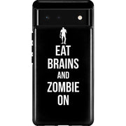 Eat Brains and Zombie On Black Pixel Cases