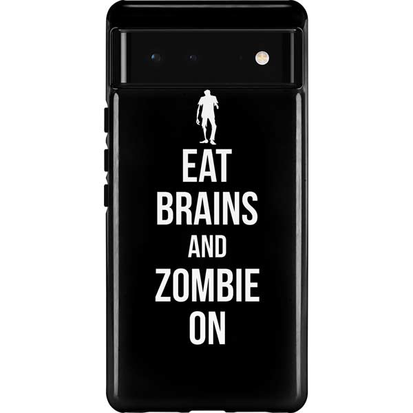 Eat Brains and Zombie On Black Pixel Cases