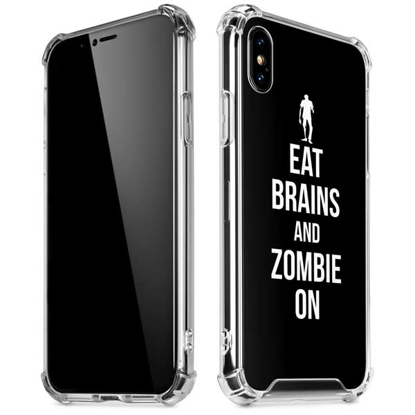 Eat Brains and Zombie On Black iPhone X/XS Clear Case
