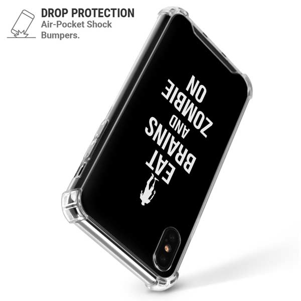 Eat Brains and Zombie On Black iPhone X/XS Clear Case