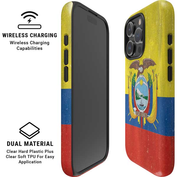 Ecuador Flag Distressed iPhone 16 Pro Magsafe Impact Case